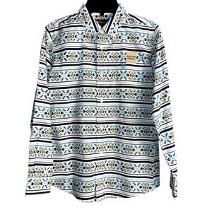 Ariat Boys 14-16‎ Judge Aztec Long Sleeve Button Down Cotton Shirt NWT